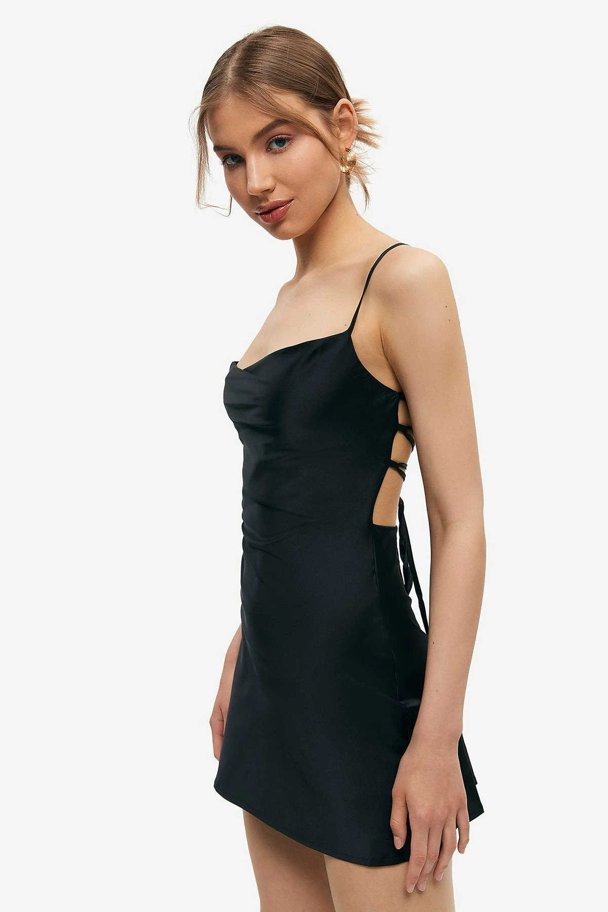 Solado Satin Lace Up Backless Solid Mini Dress 11 Solado Satin Lace Up Backless Solid Mini Dress - Image 11