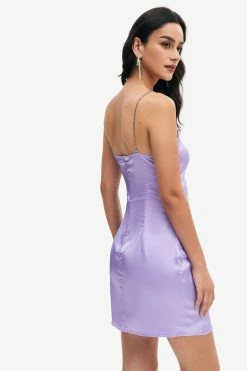 Alternative view of Solado Satin Pleated Design Asymmetrical Hem Mini Dress