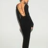 SOLADO Rhinestone Chain Decor Open Back Maxi Dress