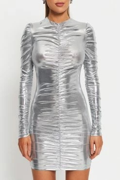 SOLADO Ruched Cinched Waist Long Sleeve Sheen Mini Dress -Solado Sales Shop jpeg 8844d453 c78c 4369 b222 27a29c220199 1800x1800