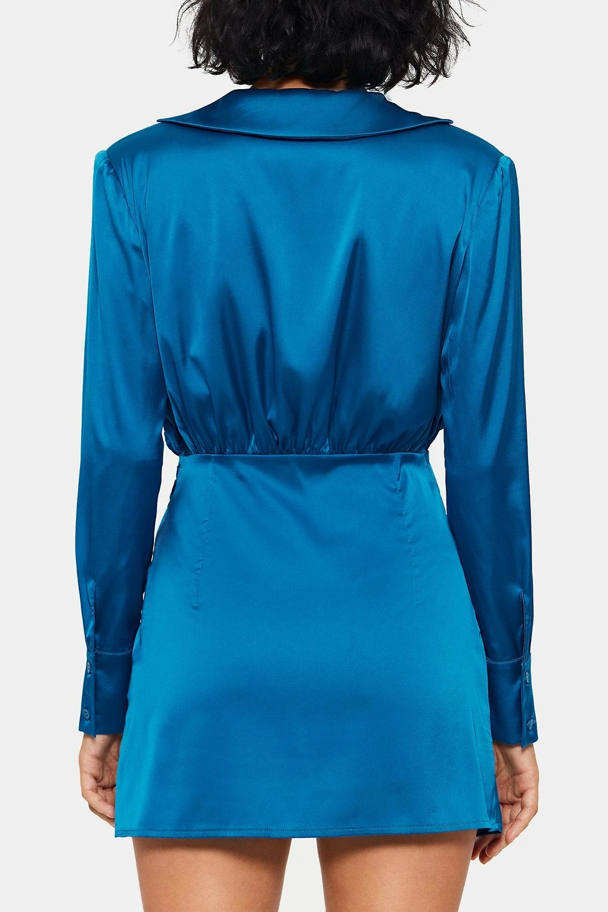 SOLADO Satin Cinched Waist Wrap Hem Long Sleeve Mini Dress 7 SOLADO Satin Cinched Waist Wrap Hem Long Sleeve Mini Dress - Image 7