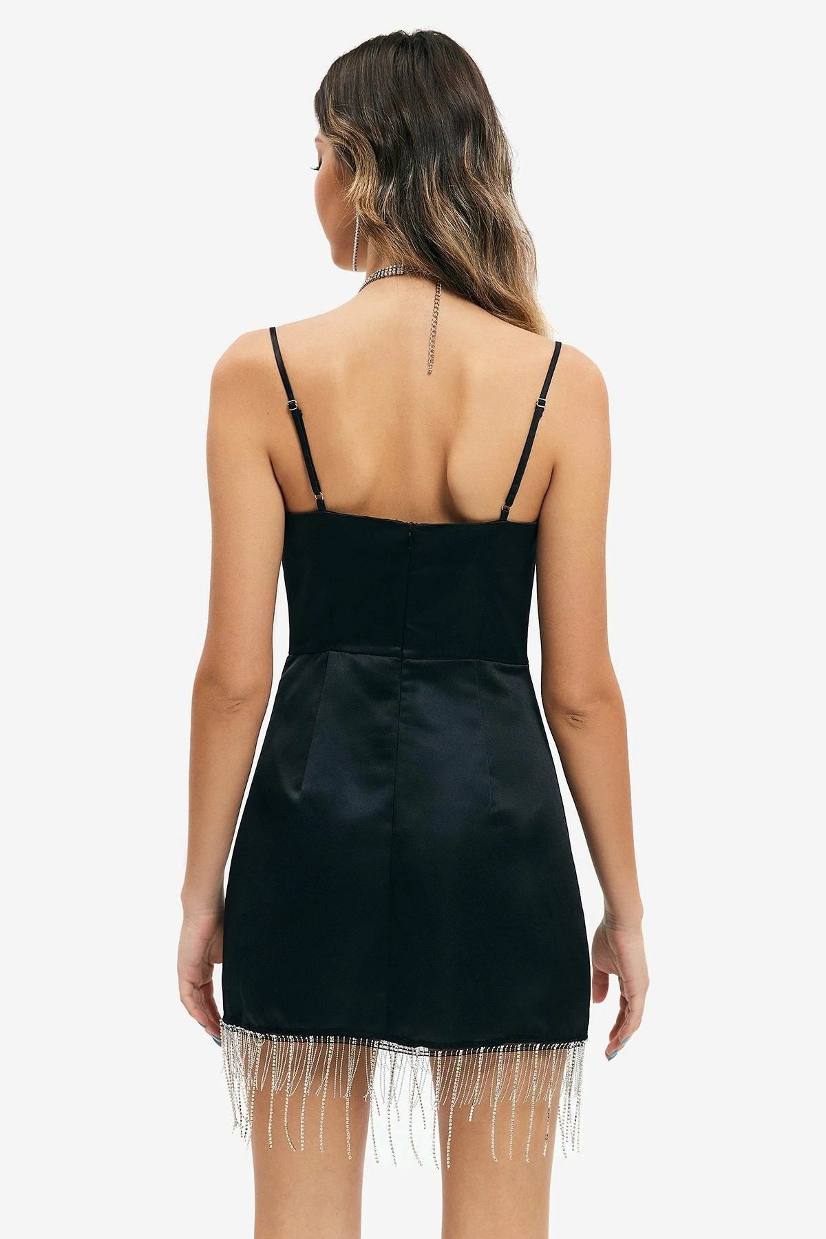 Solado Rhinestone Tassel Hem Backless Mini Dress 2 Solado Rhinestone Tassel Hem Backless Mini Dress - Image 2