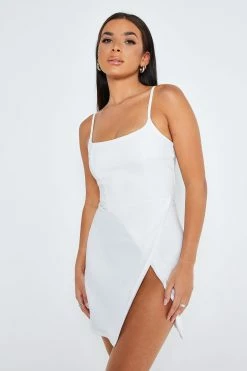 Solado Square Neck Split Hem A-Line Mini Dress
