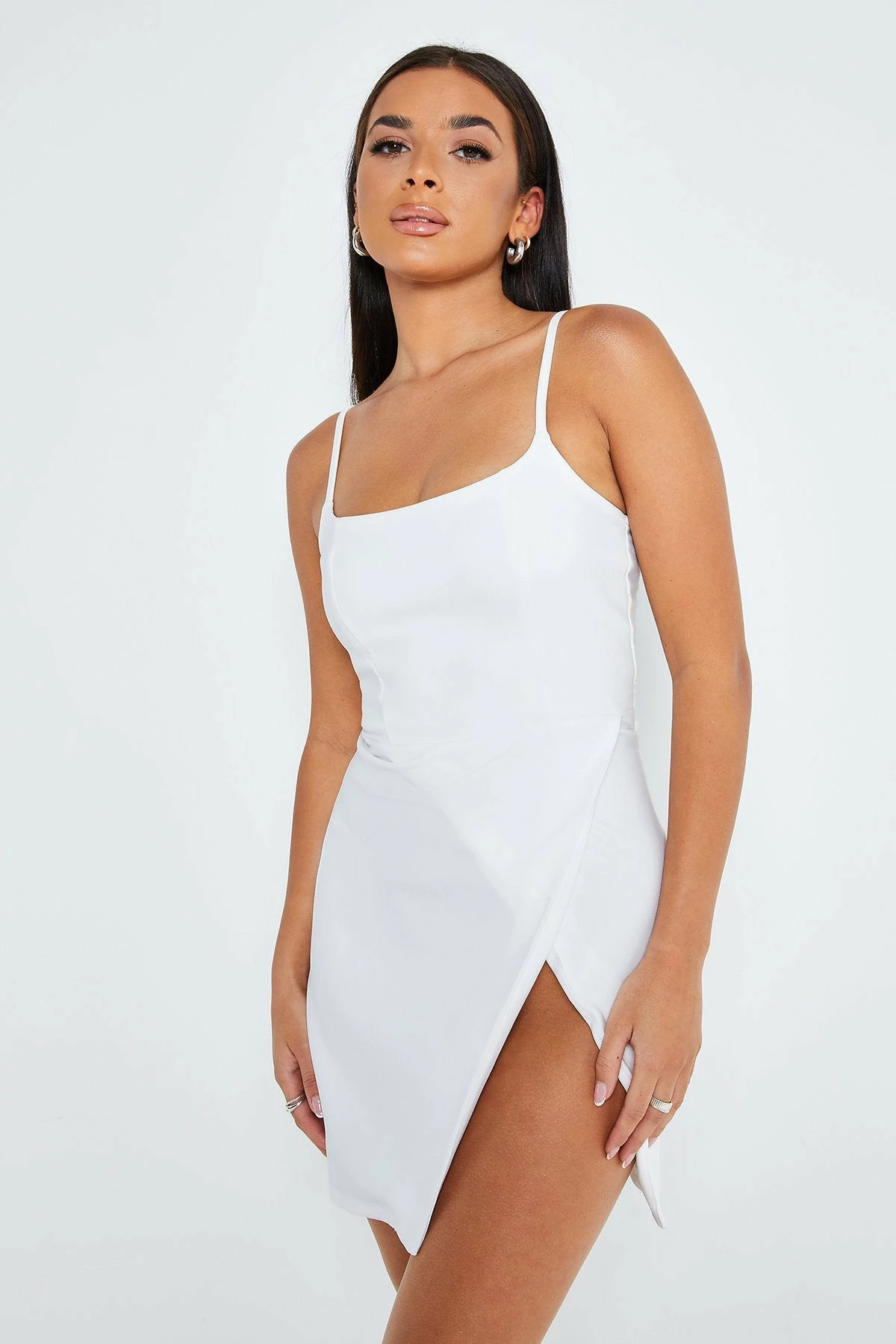 Solado Square Neck Split Hem A-Line Mini Dress 1 Solado Square Neck Split Hem A-Line Mini Dress