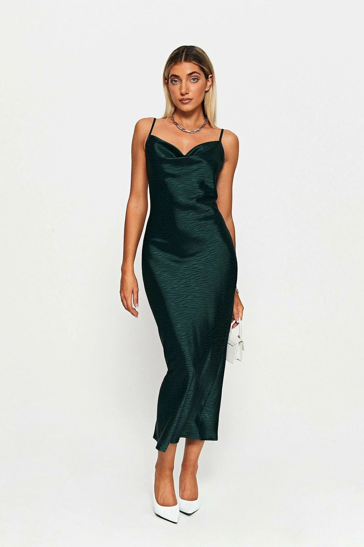 SOLADO Cowl Neck Jacquard Bodycon Midi Dress 2 SOLADO Cowl Neck Jacquard Bodycon Midi Dress - Image 2