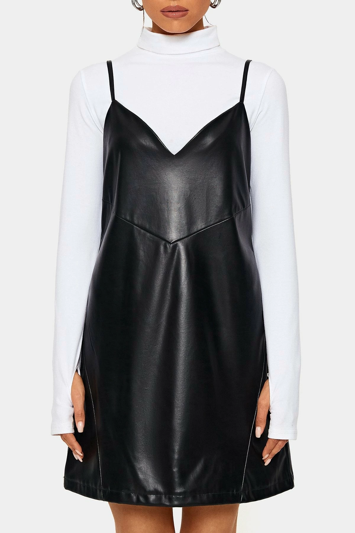 SOLADO Adjustable Strap Plunging Neck PU Leather Mini Dress Without Top 6 SOLADO Adjustable Strap Plunging Neck PU Leather Mini Dress Without Top - Image 6