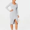 Solado Halter Neck Twist Front Split Hem Sweater Dress