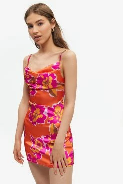Alternative view of Solado Satin Floral Print Cowl Neck Mini Dress