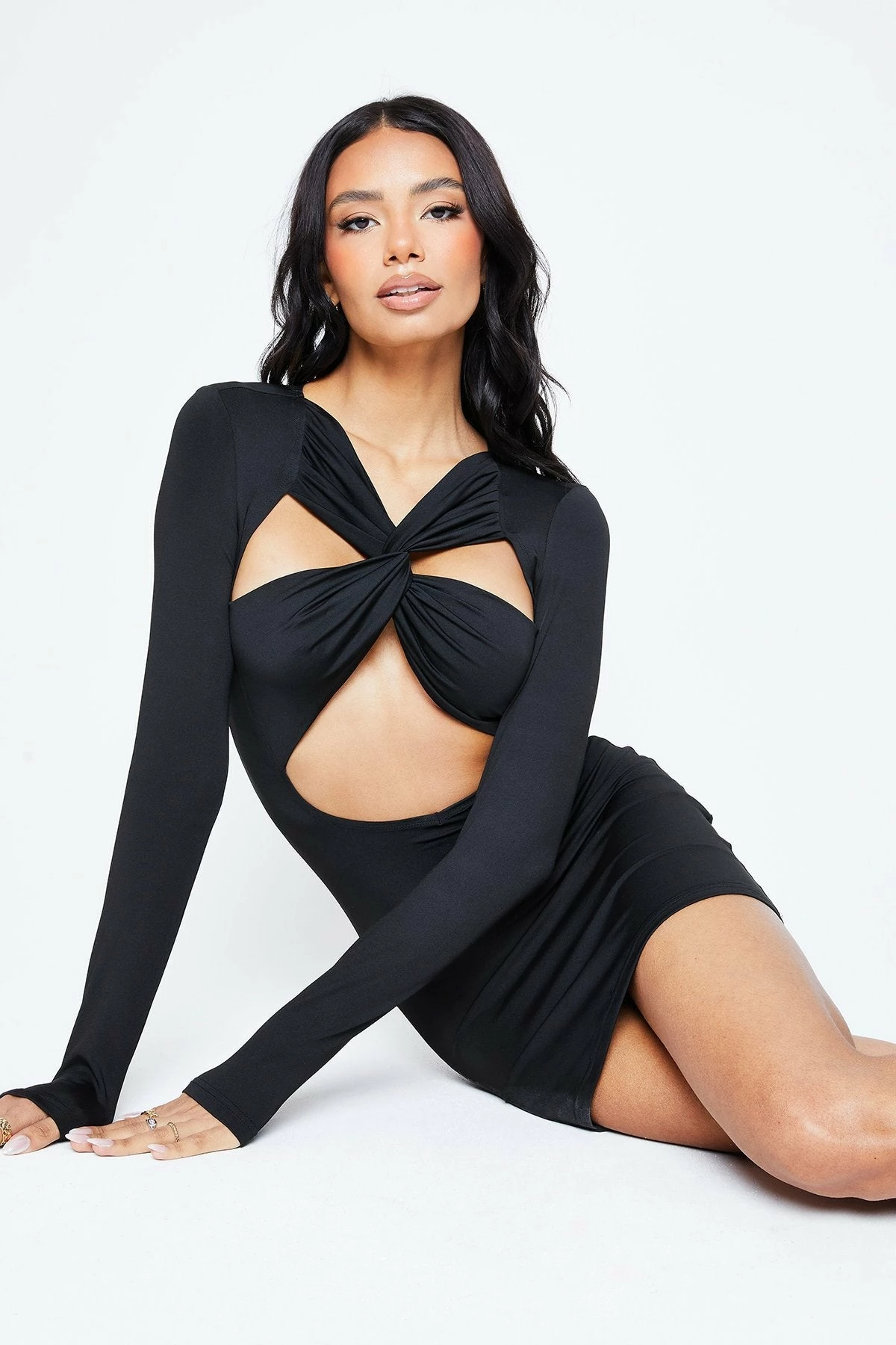 Solado Twist Front Cut Out Long Sleeve Mini Dress 2 Solado Twist Front Cut Out Long Sleeve Mini Dress - Image 2