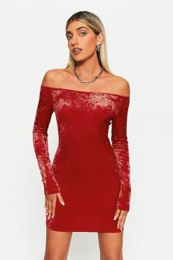 Alternative view of SOLADO Off Shoulder Long Sleeve Velvet Mini Dress
