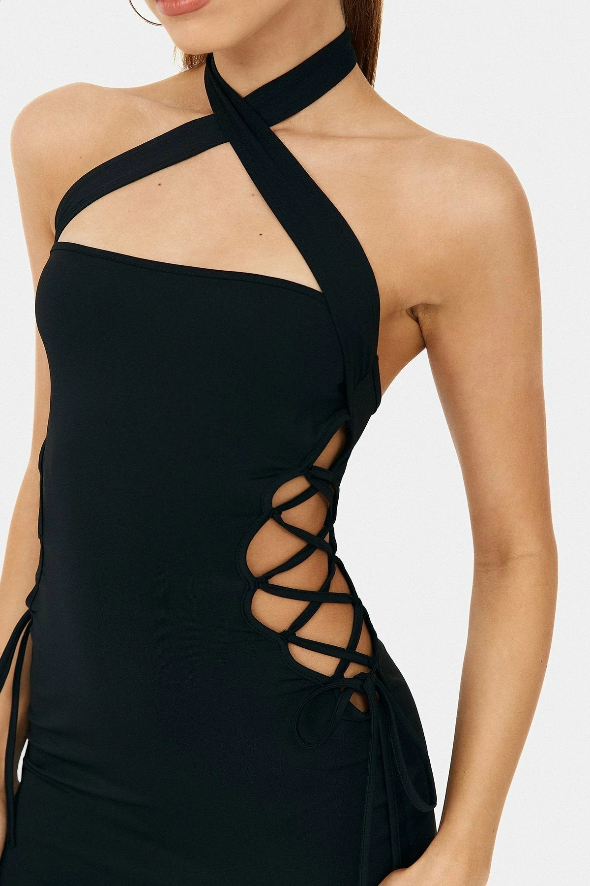 SOLADO Halter Neck Lace Up Side Backless Mini Dress 8 SOLADO Halter Neck Lace Up Side Backless Mini Dress - Image 8