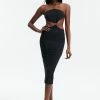 Solado Halter Neck Backless O-ring Front Midi Dress