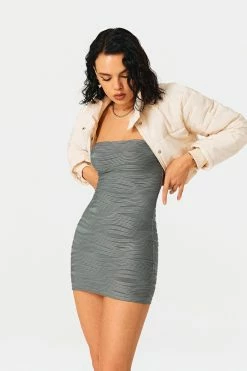 Alternative view of SOLADO Off Shoulder Swirl Textured Bodycon Mini Dress