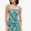 Solado Abstract Print Cut Out Split Hem Mini Dress