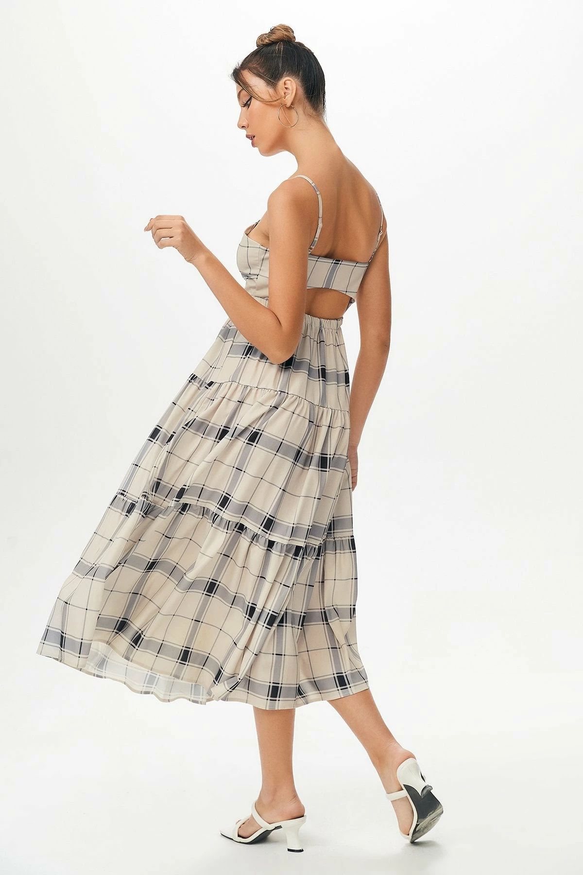 Solado Lace Up Plaid Print Maxi Dress 2 Solado Lace Up Plaid Print Maxi Dress - Image 2