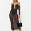 Solado Halter Neck Mesh Splicing Cut Out Midi Dress