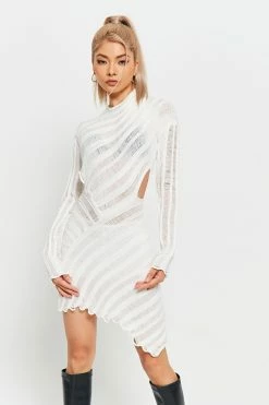 Solado Cut Out Asymmetrical Hem Ripped Mini Dress