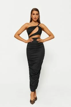 Solado Double Strap One Shoulder Cut Out Maxi Dress