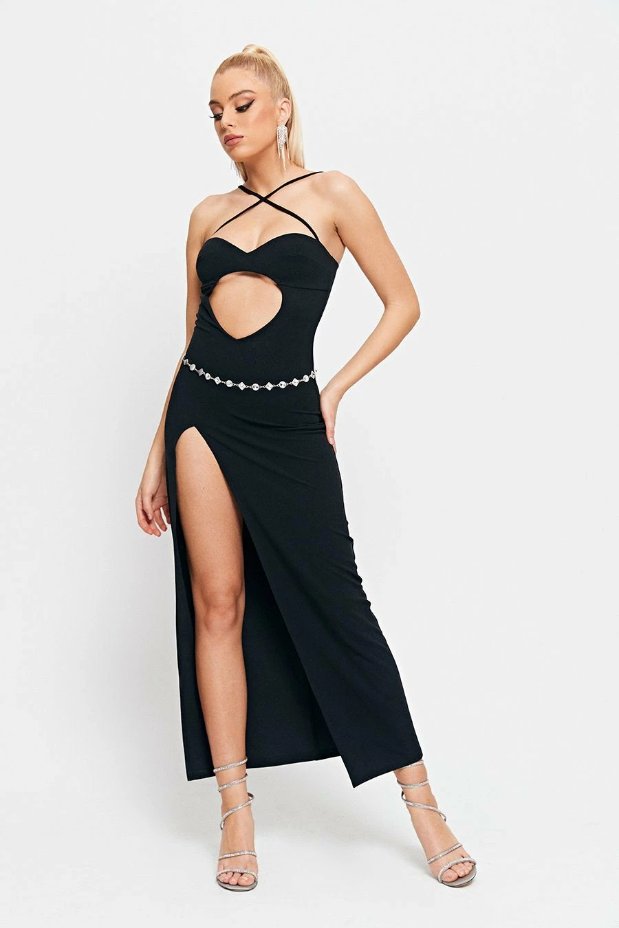 SOLADO Halter Neck Cut Out Split Hem Maxi Dress Without Waist Chain 2 SOLADO Halter Neck Cut Out Split Hem Maxi Dress Without Waist Chain - Image 2