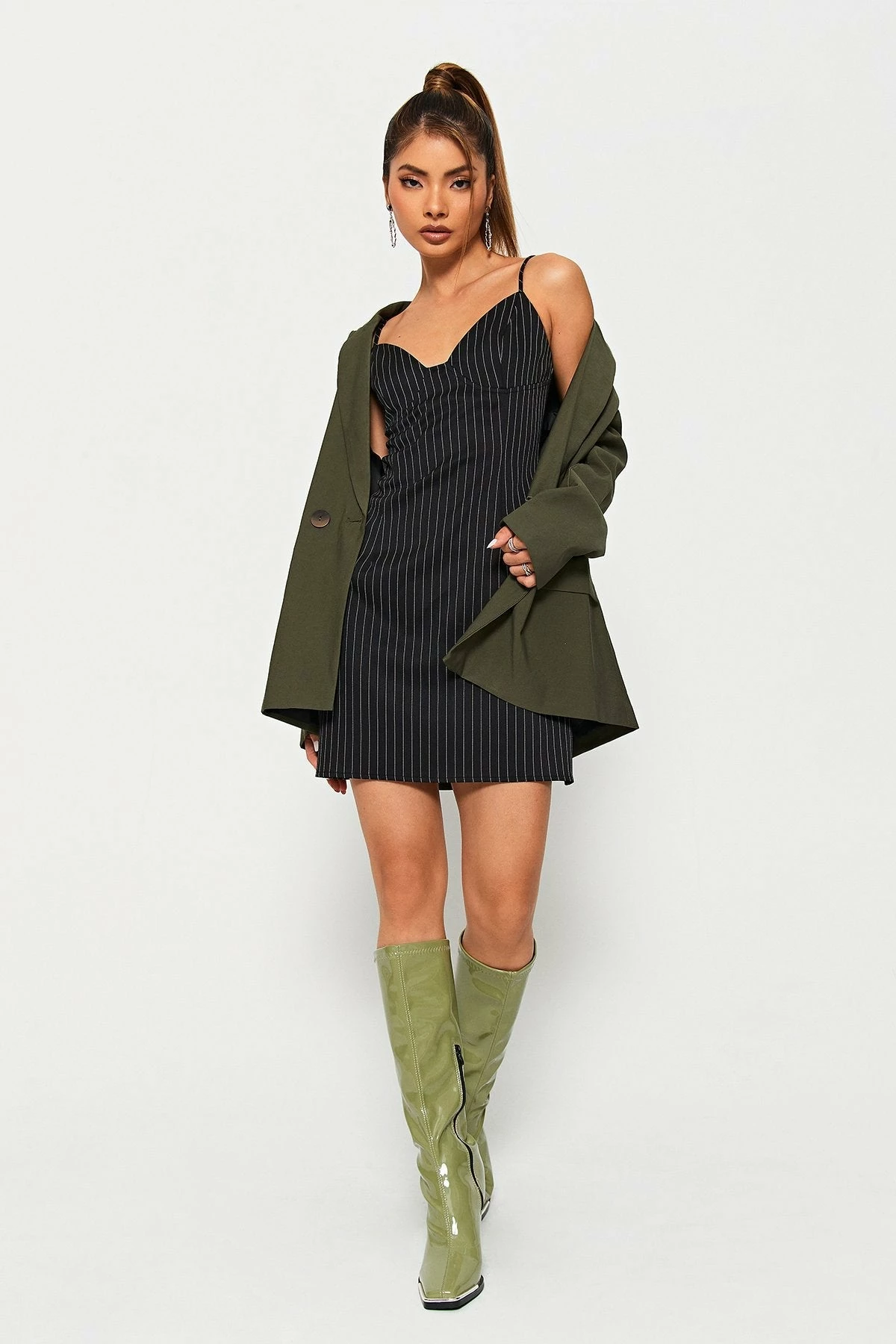 SOLADO Plunging Neck Stripe Print Cami Mini Dress 4 SOLADO Plunging Neck Stripe Print Cami Mini Dress - Image 4