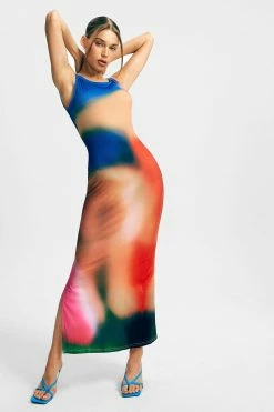 Solado Tie Dye Side Split Sleeveless Ribbed Maxi Dress