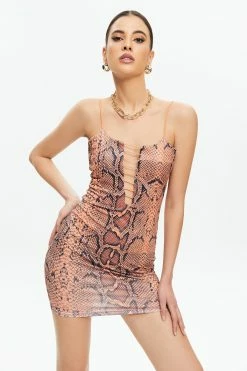 Solado Snake Print Cut Out Bodycon Cami Dress