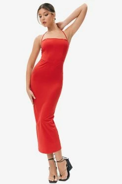 Solado Halter Neck Backless Boning Bodycon Maxi Dress