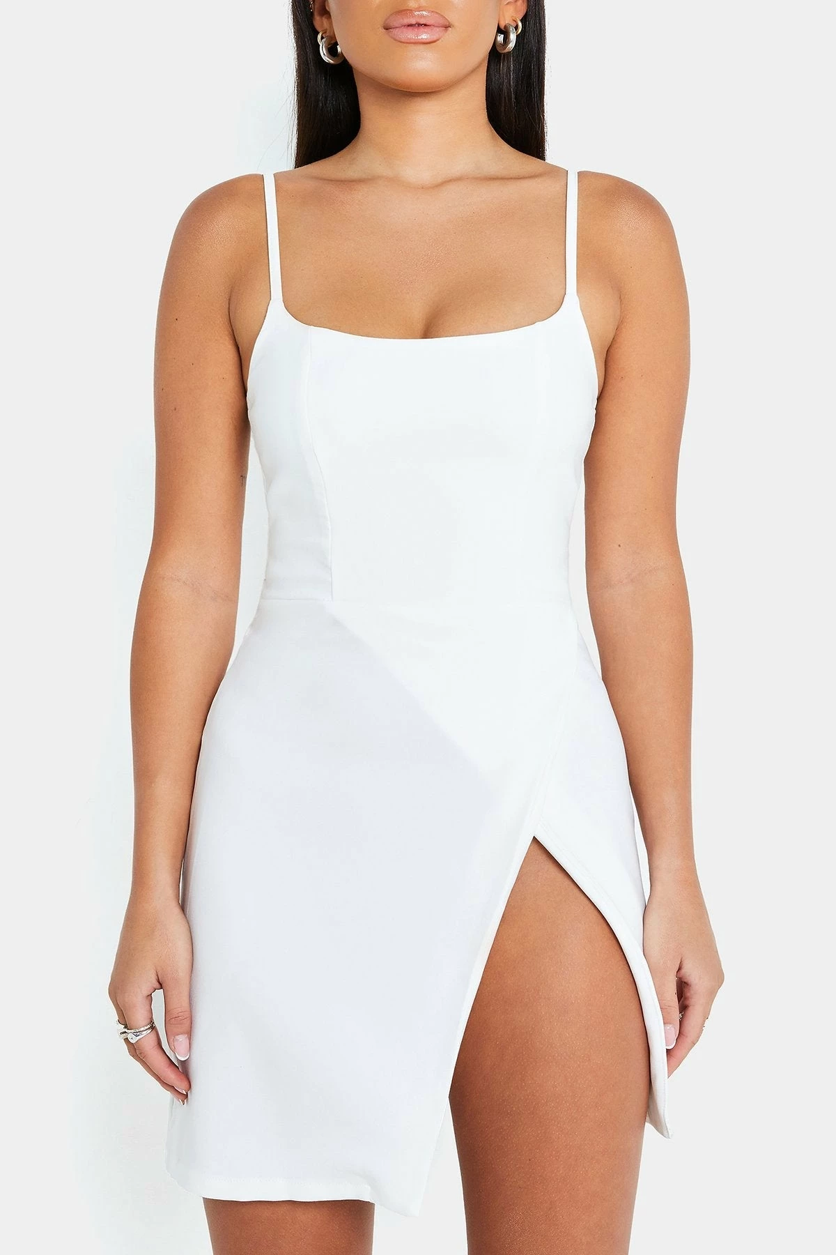 Solado Square Neck Split Hem A-Line Mini Dress 6 Solado Square Neck Split Hem A-Line Mini Dress - Image 6