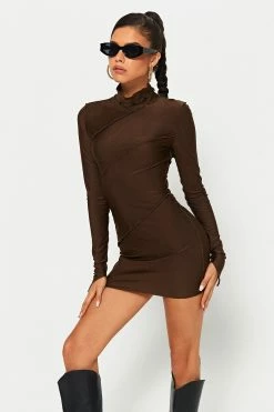 Alternative view of SOLADO Mock Neck Seam Detail Long Sleeve Mini Dress