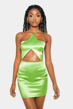 Alternative view of SOLADO Satin Halter Neck Cut Out Backless Mini Dress