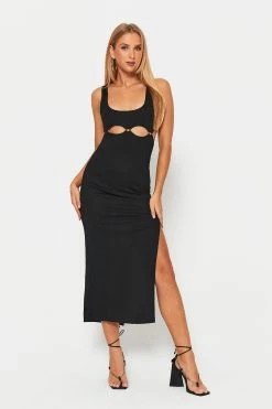 Solado Cut Out Split Hem Sleeveless Midi Dress