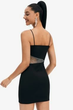 Alternative view of Solado Mesh Splicing Bodycon Solid Mini Cami Dress