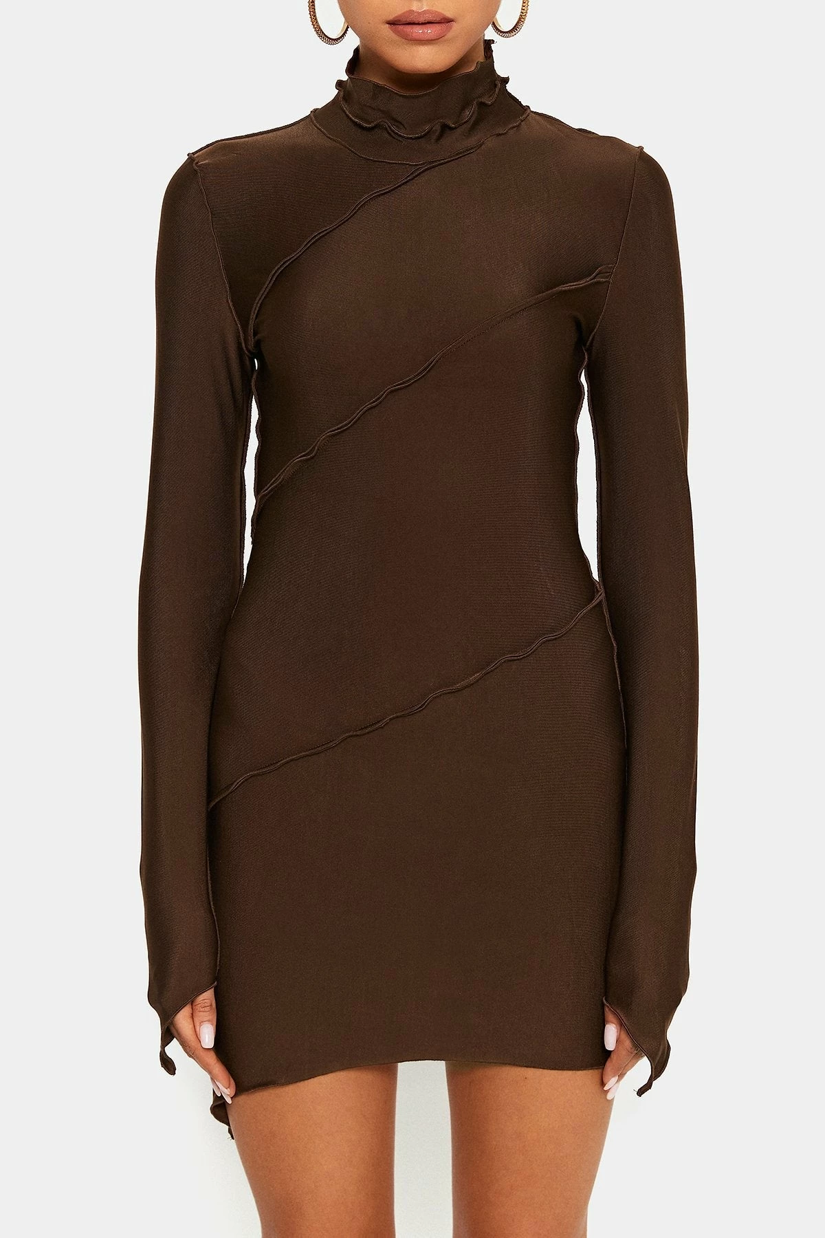 SOLADO Mock Neck Seam Detail Long Sleeve Mini Dress 7 SOLADO Mock Neck Seam Detail Long Sleeve Mini Dress - Image 7