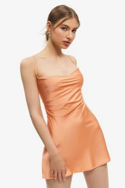 Solado Satin Lace Up Backless Solid Mini Dress