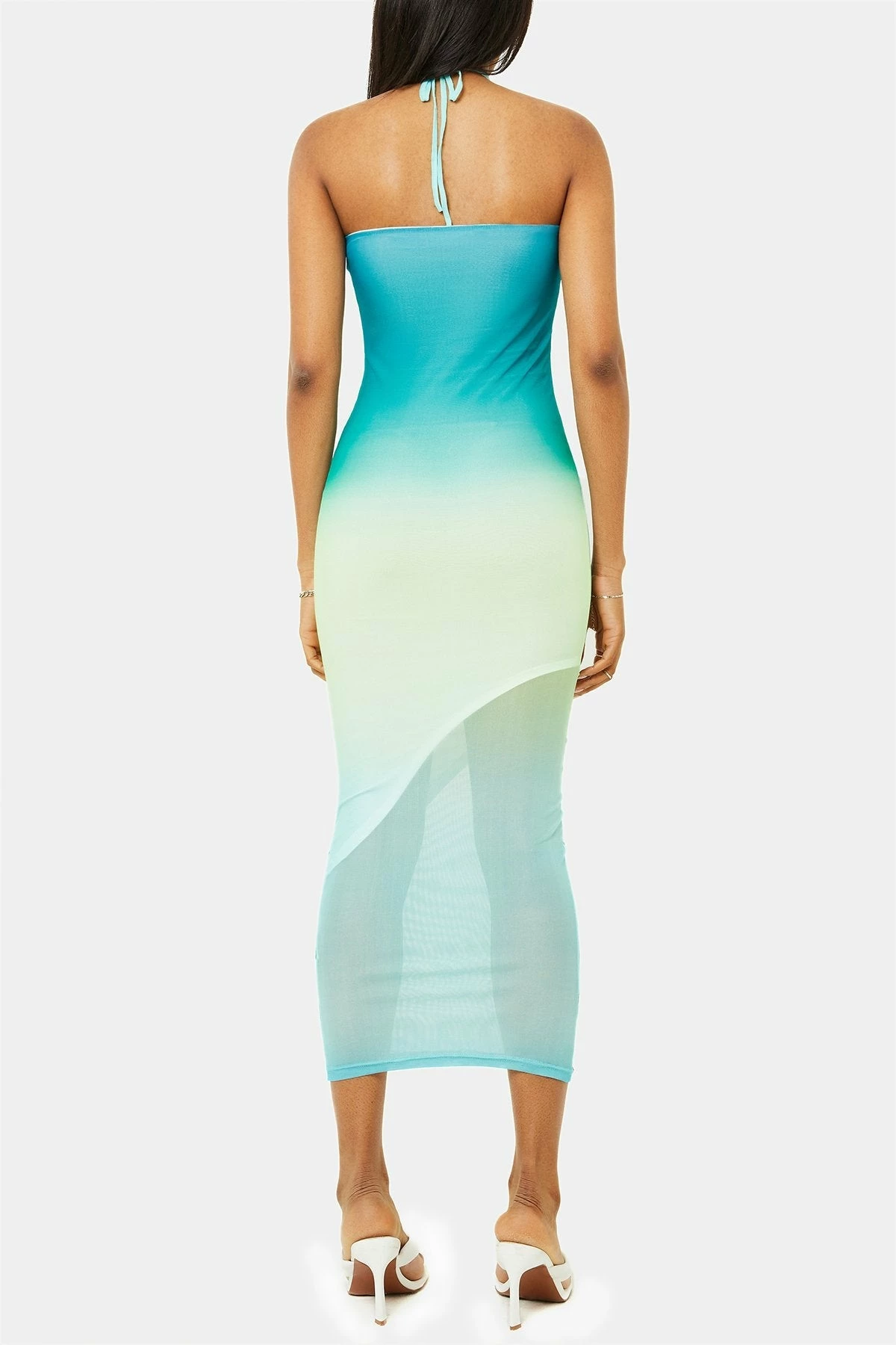 SOLADO Mesh Gradient Lace Up Halter Neck Maxi Dress 7 SOLADO Mesh Gradient Lace Up Halter Neck Maxi Dress - Image 7