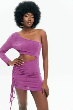 Solado One Shoulder Cut Out Drawstring Mini Dress