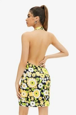 Alternative view of Solado Daisy Print Plunging Neck Backless Mini Dress