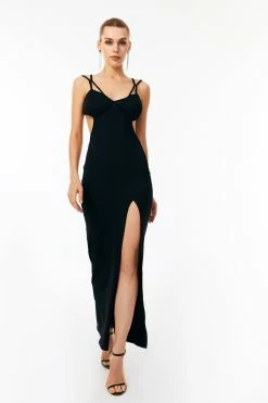Solado Backless Cut Out High Slit Maxi Dress