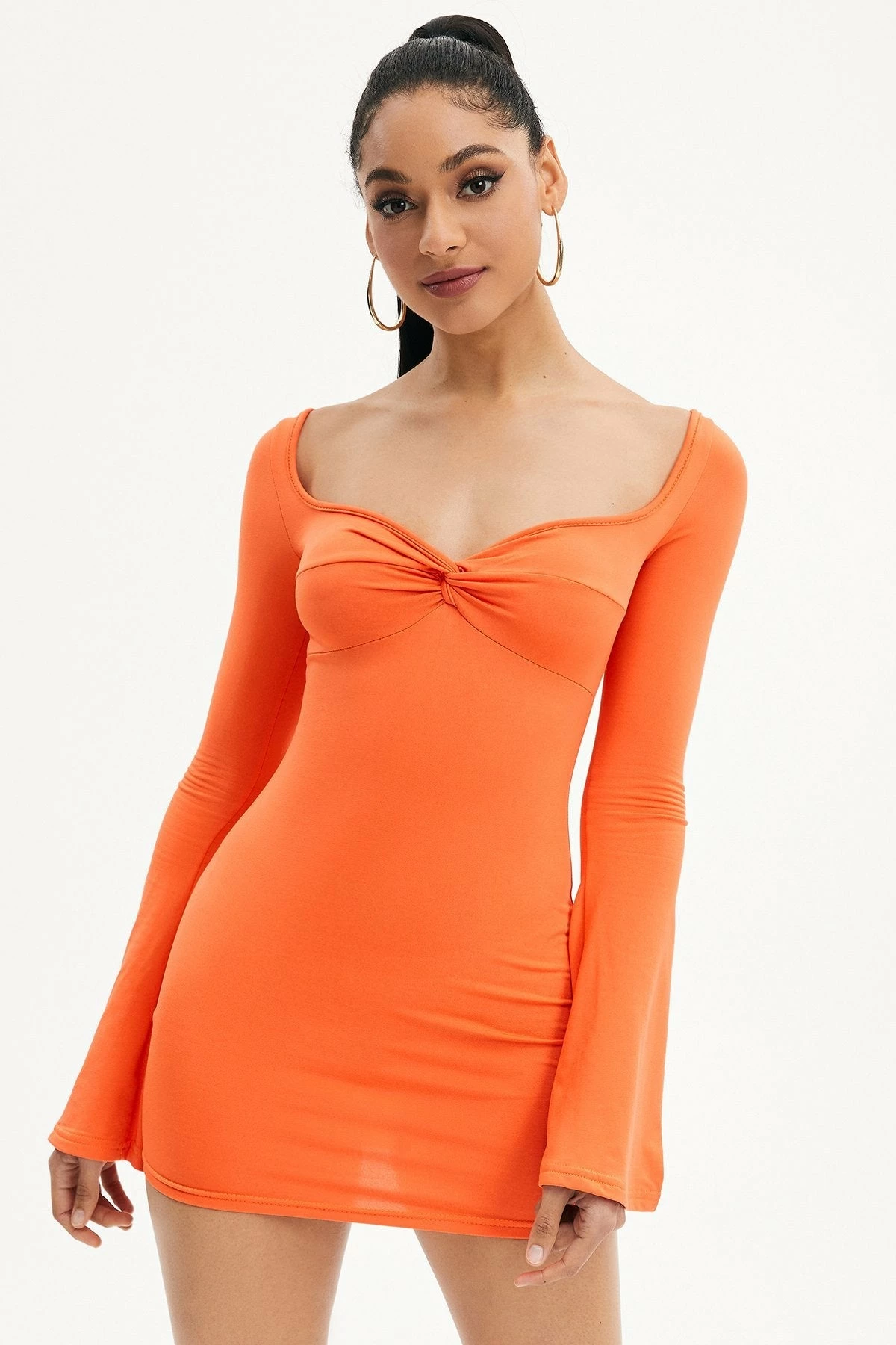 Solado Sweetheart Twist Front Flared Sleeve Mini Dress 1 Solado Sweetheart Twist Front Flared Sleeve Mini Dress