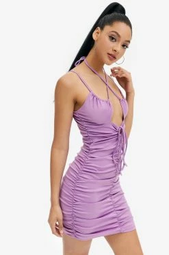 Alternative view of Solado Plunging Neck Drawstring Ruched Mini Dress