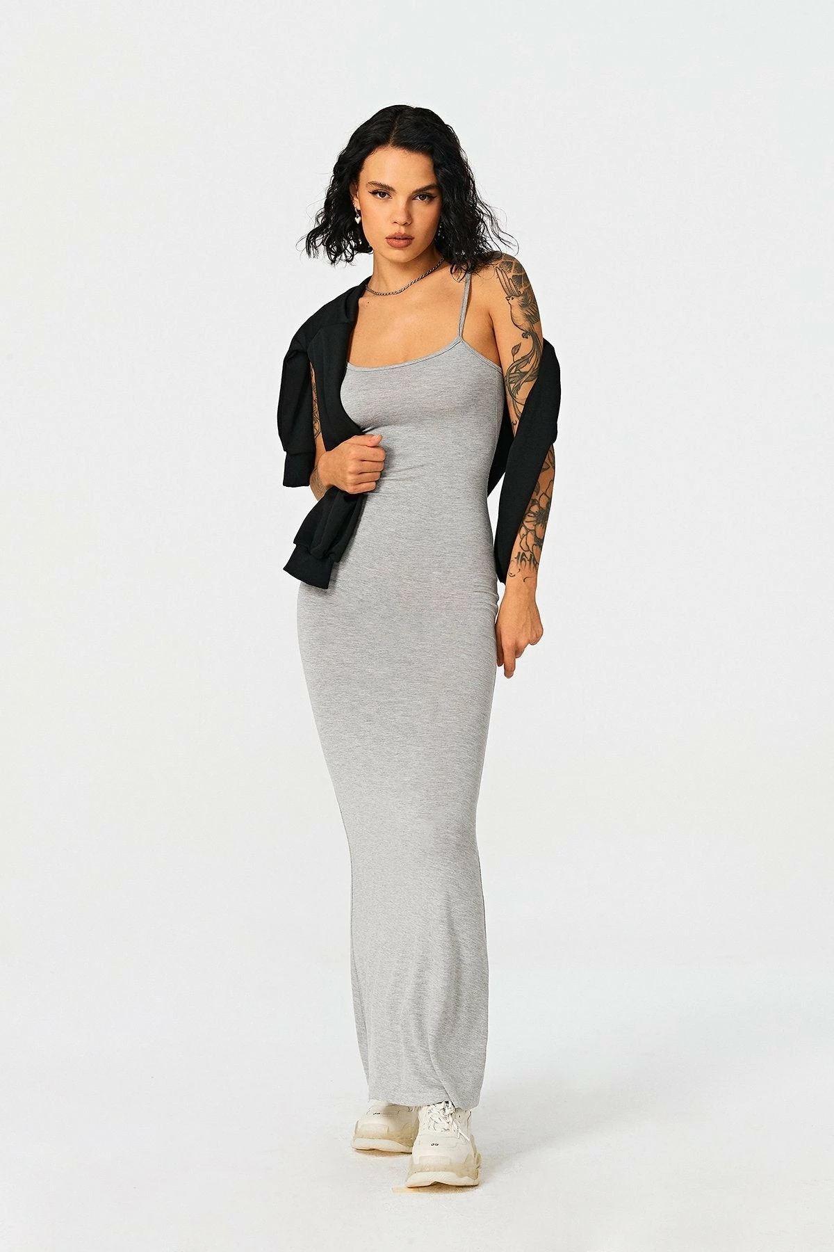 SOLADO Modal Plunging Neck Mermaid Solid Maxi Dress 2 SOLADO Modal Plunging Neck Mermaid Solid Maxi Dress - Image 2