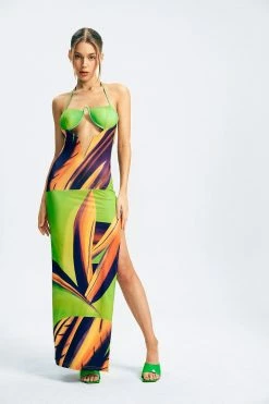 Alternative view of Solado Side Split Cut Out Abstract Print Boning Maxi Dress