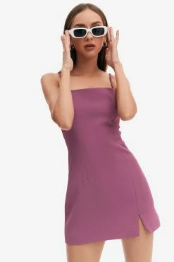 Solado Split Hem Zip Back Solid Cami Dress