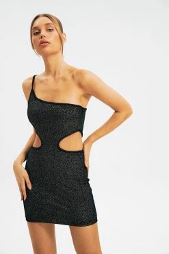 Solado Bronzing Cut Out One Shoulder Bodycon Mini Dress