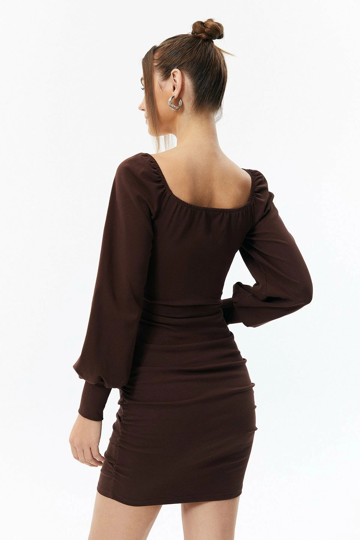 Solado Ruched Cut Out Puff Sleeve Mini Dress 2 Solado Ruched Cut Out Puff Sleeve Mini Dress - Image 2