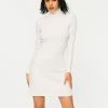 Solado High Neck Ribbed Knit Long Sleeve Sweater Dress