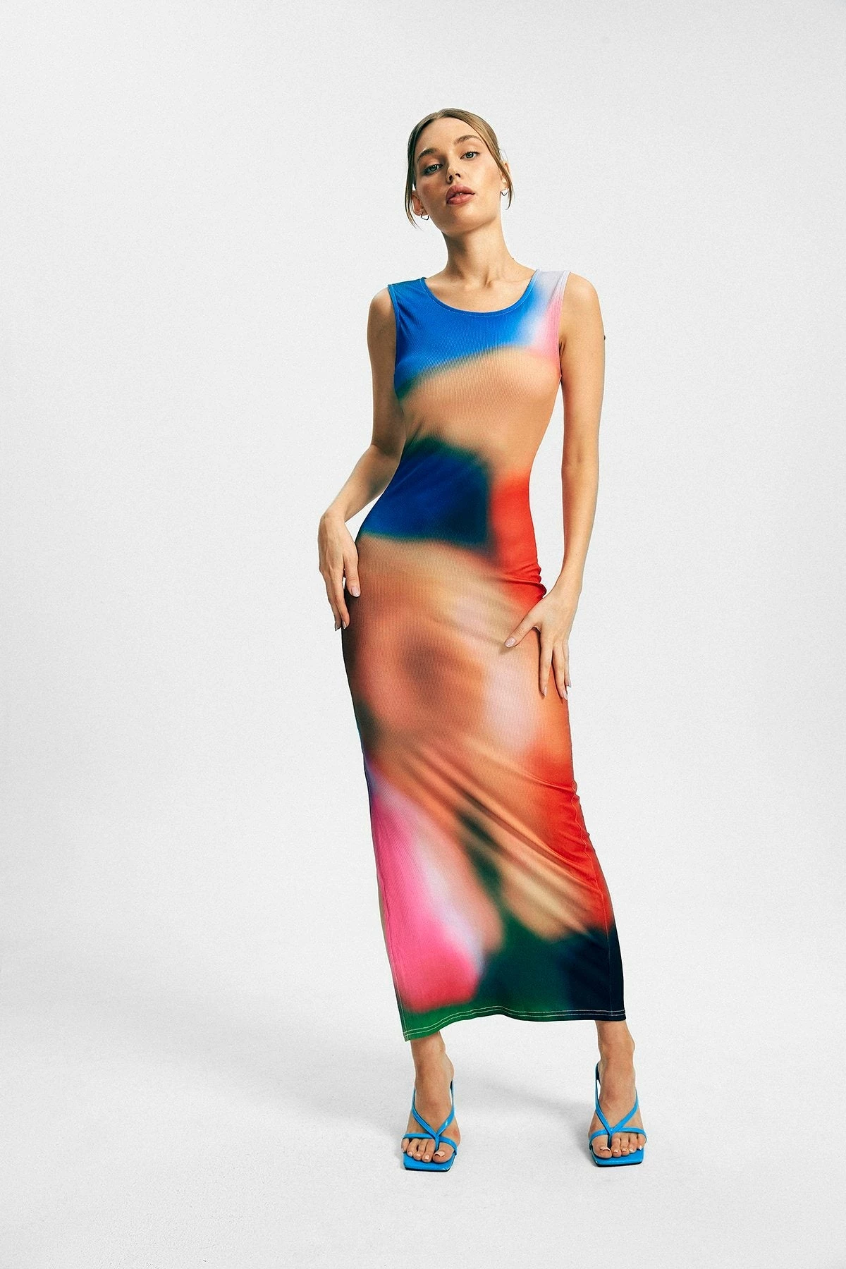 Solado Tie Dye Side Split Sleeveless Ribbed Maxi Dress 3 Solado Tie Dye Side Split Sleeveless Ribbed Maxi Dress - Image 3