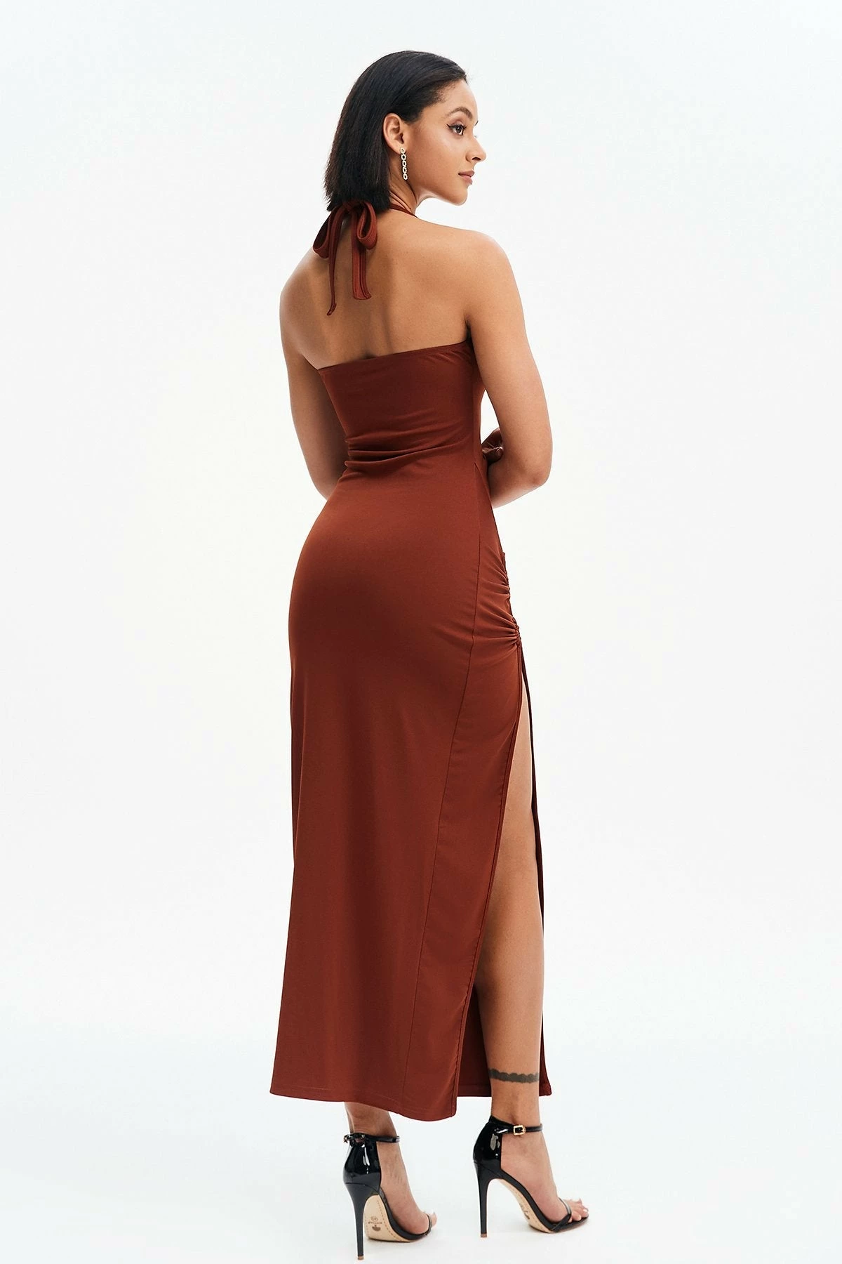 Solado Ruched Backless Slit Hem Maxi Dress 2 Solado Ruched Backless Slit Hem Maxi Dress - Image 2