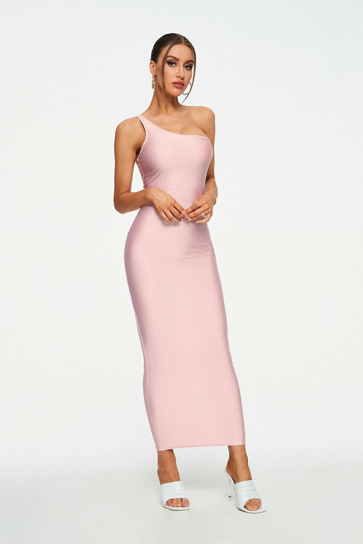 Solado One Shoulder Cinched Waist Bodycon Maxi Dress 1 Solado One Shoulder Cinched Waist Bodycon Maxi Dress