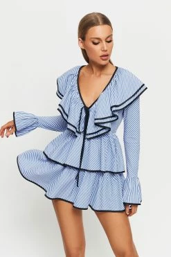 SOLADO Striped Print Colorblock Trim Ruffle Layered Mini Dress -Solado Sales Shop jpeg cf019626 badf 472b a071 a1ecab4ac823 1800x1800